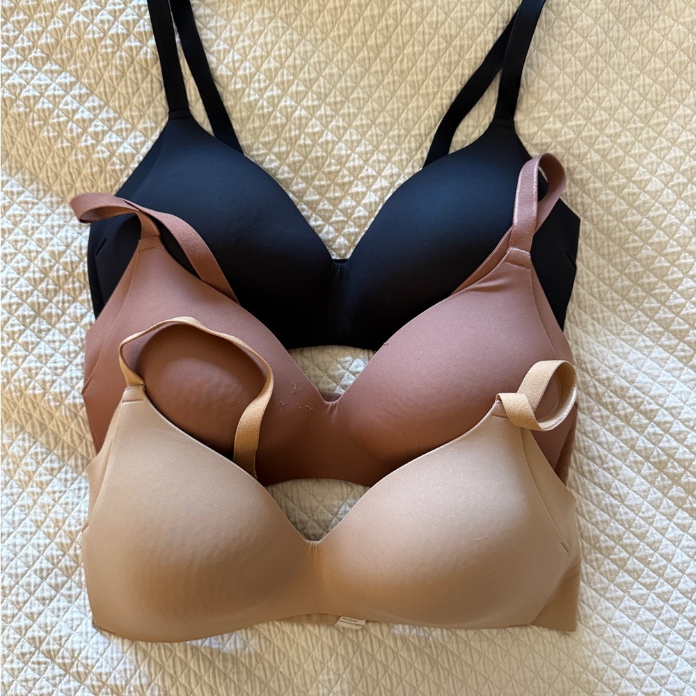 Knix Black, Tan, Rose/Blush Bras Set Size 3